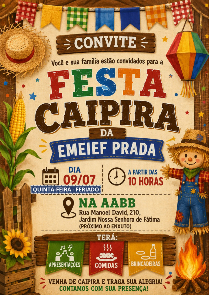 CRONOGRAMA DE APRESENTAÇÕES DA FESTA CAIPIRA 2026